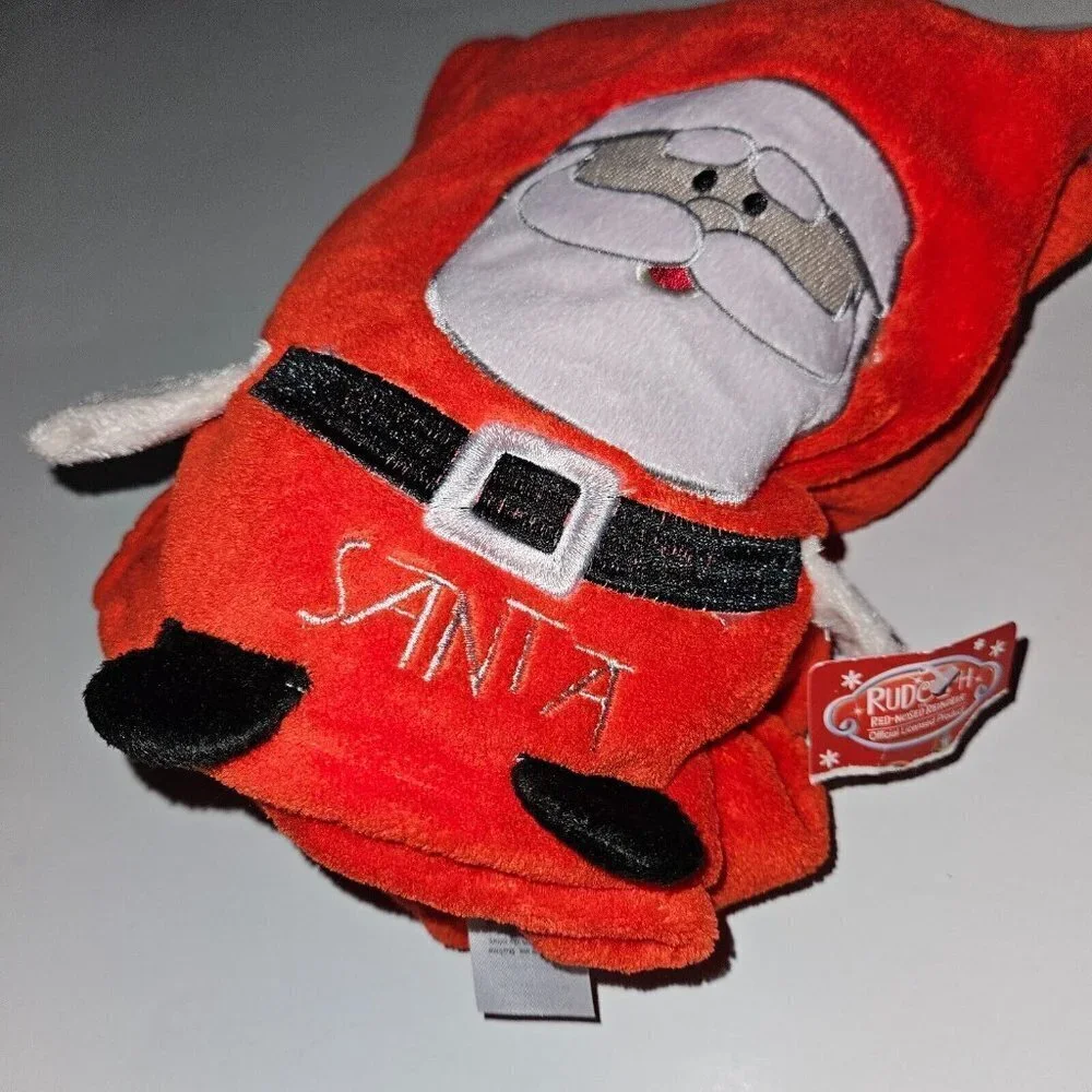 Santa Claus Rudolph the Red Nosed Reindeer Fleece Baby Blanket 30x40 Red NEW